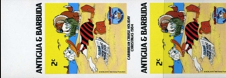 ANTIGUA & BARBUDA 1984 Disney Christmas Donald Duck dog St. Bernhard drinks 2c. MARG.IMPERF.PAIR
