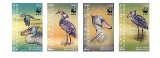 CENTRAL AFR.REP. 1999 Shoebill Birds WWF. IMPERF:4-STRIP BOTTOM CORNERS