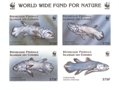 COMORES 1998 WWF. Fish Coelacanth. IMPERF.sheetlet (4 stamps) BULK:2x