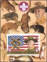 ST.VINCENT 1986 Scouting Animals $6 with decorative border. IMPERF.sheet [our choise of number] BULK::2x
