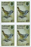 FALKLAND ISLANDS 1982 Correndera pipit Bird 25p IMPERF.4-BLOCK