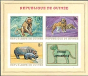 GUINEA/guinee 1968. Wild animals 5F 10F 15F. Imperf.sheetlet