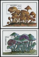 MALDIVE ISLANDS 1986. Funghi Mushrooms $5. IMPERF SHEETLETS:2