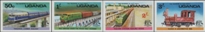 UGANDA 1976. railway trains. Imperf.set : 4 stamps