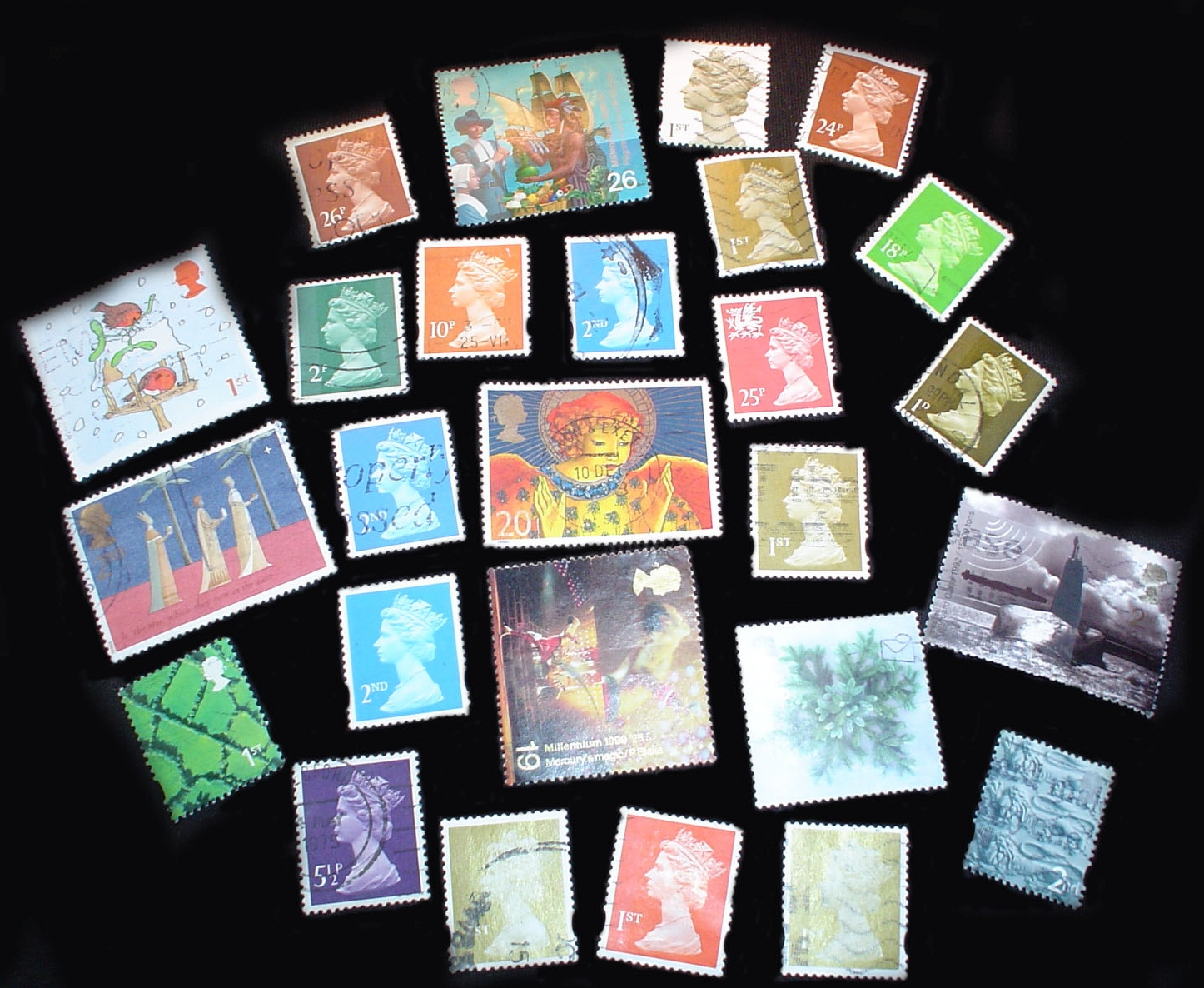 Great Britain LazyBag 100g (3Â½oz) - off paper-MissionBag quality (circa 1.000 stamps) KILOWARE UK GB