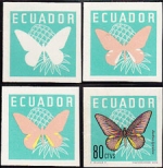 ECUADOR 1961. Butterflies 80c. Progressive proofs:3