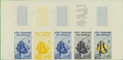 FRENCH SOMALI COAST 1959. fish 2f. Proof : 5-strip