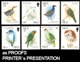 NIUE 1992. Birds PROOFS.SET:8 stamps Printer´s presentation