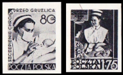 POLAND 1953. Health nursing babies BLACKPROOFS:2