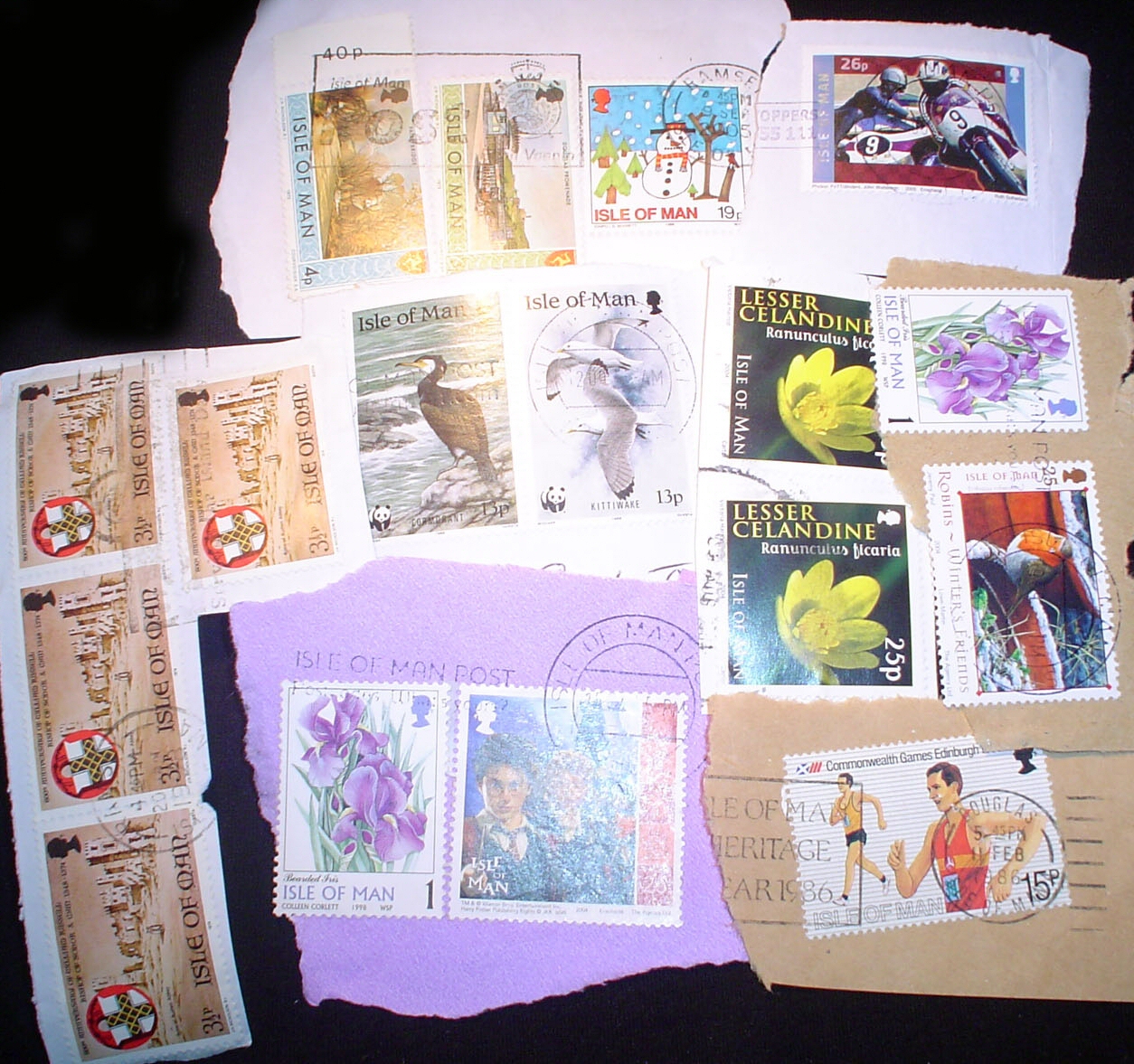 Isle of Man KILOWARE Stampbag 10 KG (22LB) commen. stamp mexture IOM