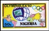 NIGERIA 1992. Olympics Barcelona Olymphilex Map 50k. IMPERF.(from sheetlet)