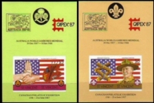 ST.VINCENT 1986 Scouting. /CAPEX-Australia/ Ovpt.Imperf.souvenir sheets:2 UNISSUED-BUT-PLANNED